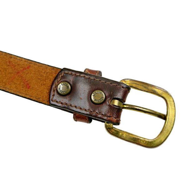 Vintage Leegin Brown Leather Belt: Stitching Detail, Brass Buckle, USA, Size 34" - Picture 5 of 7